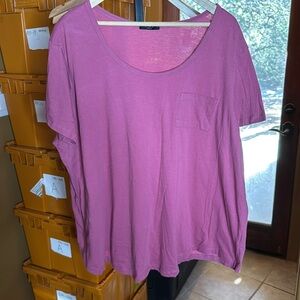 Studio 1886 Relaxed Fit Scoop Neck Peony Pink Tee Size 3X